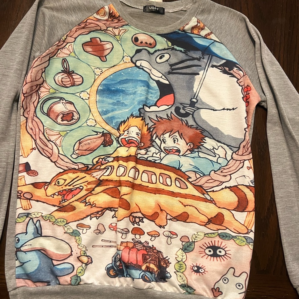 LOFT Gray Graphic Long Sleeve Tee